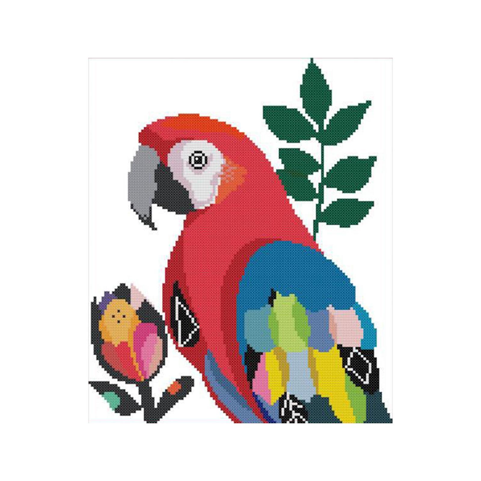 Stamped Parrot Cross Stitch Kits Beginners Full Range of Embroidery Starter Kits for Adults Printed Cross Stitching DIY kit