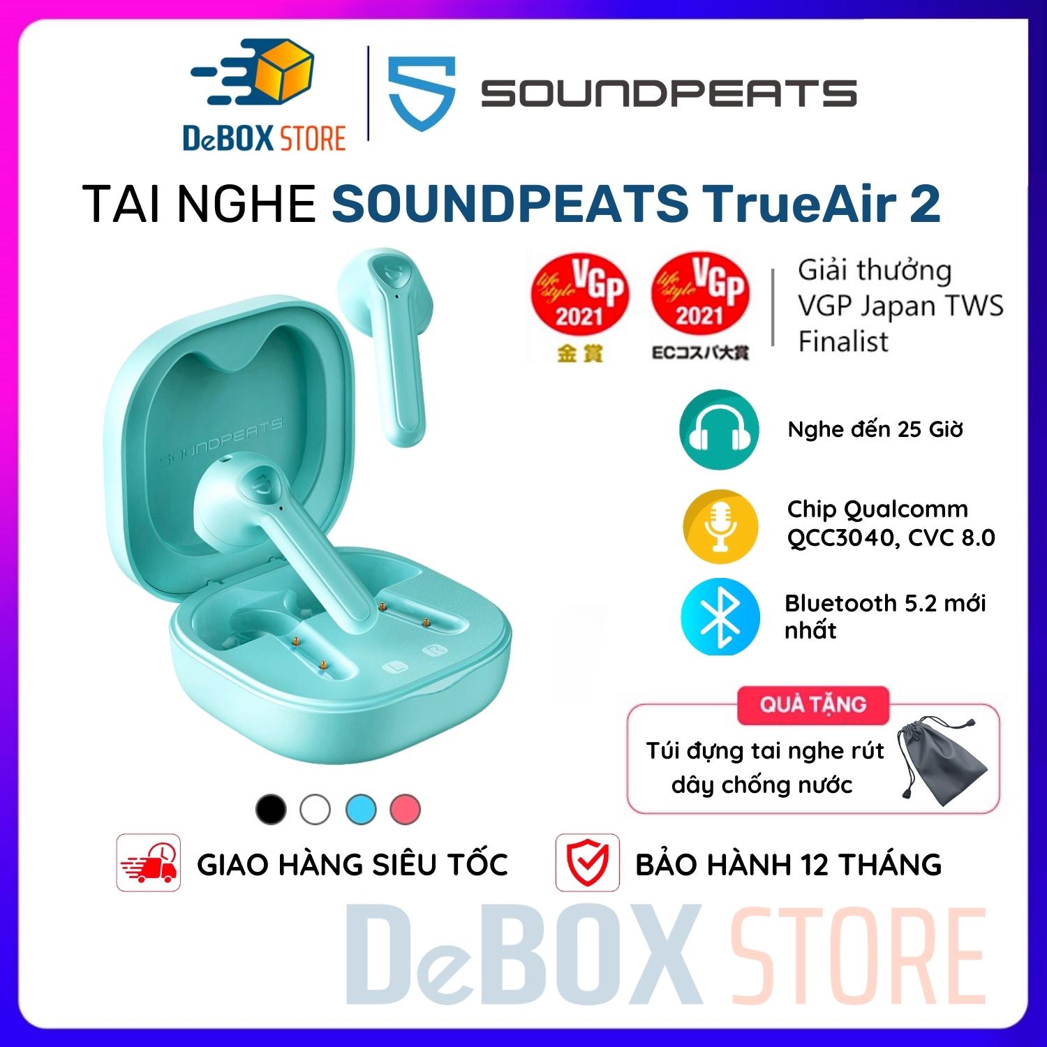 Tai nghe True Wireless Plus SoundPEATS TrueAir2 (New Version) Mirroring Bluetooth 5.2 Chipset QCC3040 - Hàng Chính Hãng