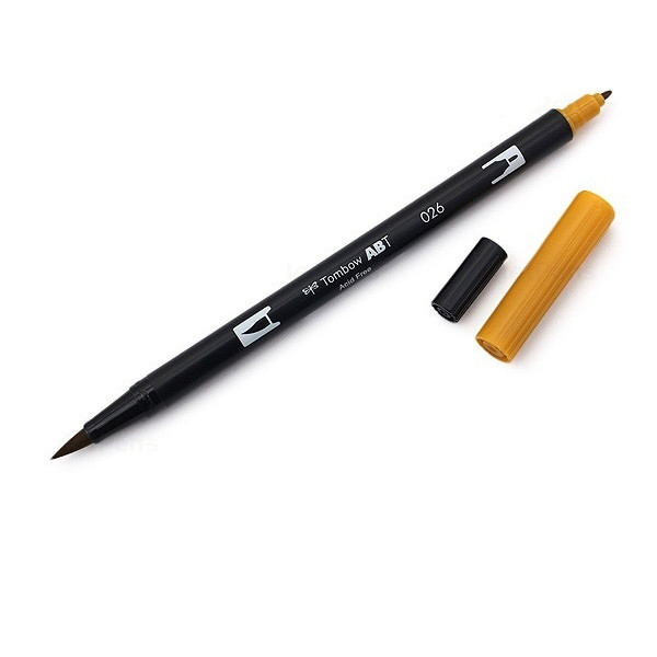 Bút lông cọ hai đầu Tombow ABT Dual Brush Pen - Brush/ Bullet - Yellow Gold (026)