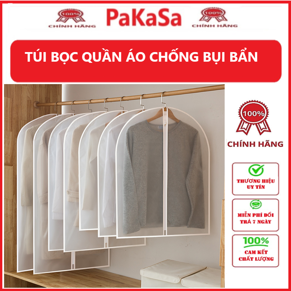 Túi PEVA bọc kín treo quần áo chống bụi bẩn, chống thấm có khoá kéo 60*80 cm ( không kèm móc treo)- Hàng chính hãng