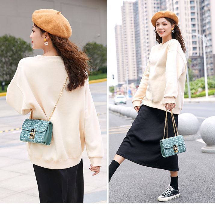Túi xách nữ đeo vai len vuông thời trang cao cấp 2021 VTX023