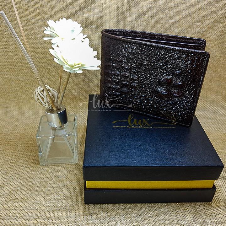 Ví Nam Da cá sấu LuxLeather LM1013 Một mặt - Kiểu ngang - Da Gù nguyên con