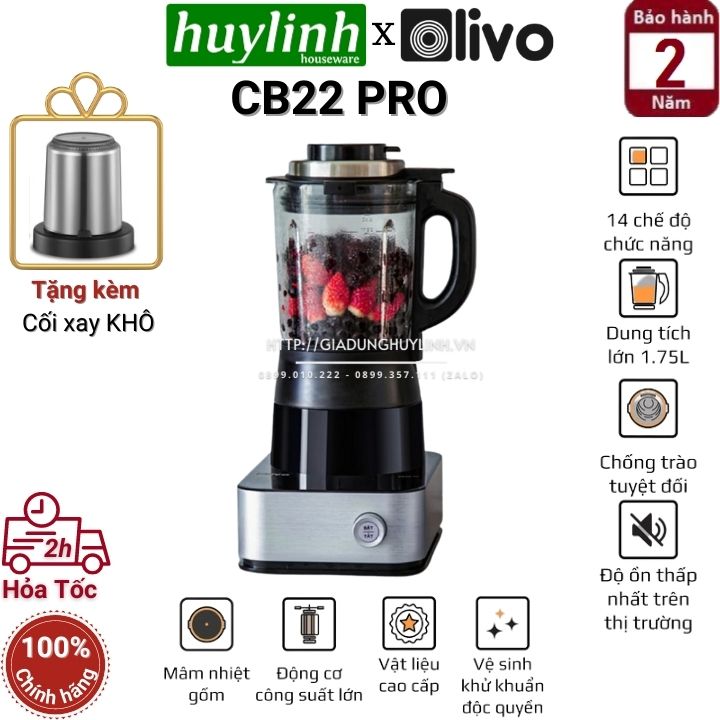 Olivo CB22 Pro Siêu Phẩm Máy Làm Sữa Hạt Cao Cấp - 14 Chức Năng, Xay Cực Êm, Vệ Sinh Khử Khuẩn Thông Minh - Thương Hiệu Mỹ