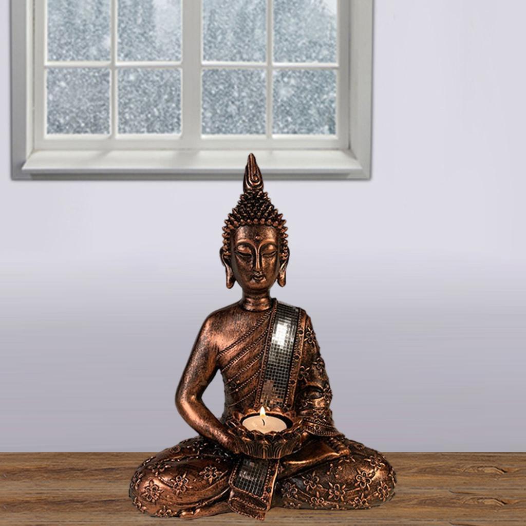 Buddha Statue Tea Light Candle Holder Home Decor Gift