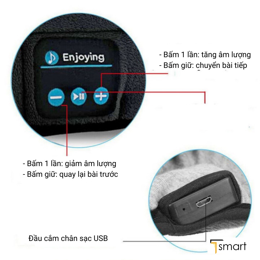 Băng Bịt Mắt Ngủ Kết Nối Bluetooth 5.0 Thiết Kế Tiện Dụng Không Dây