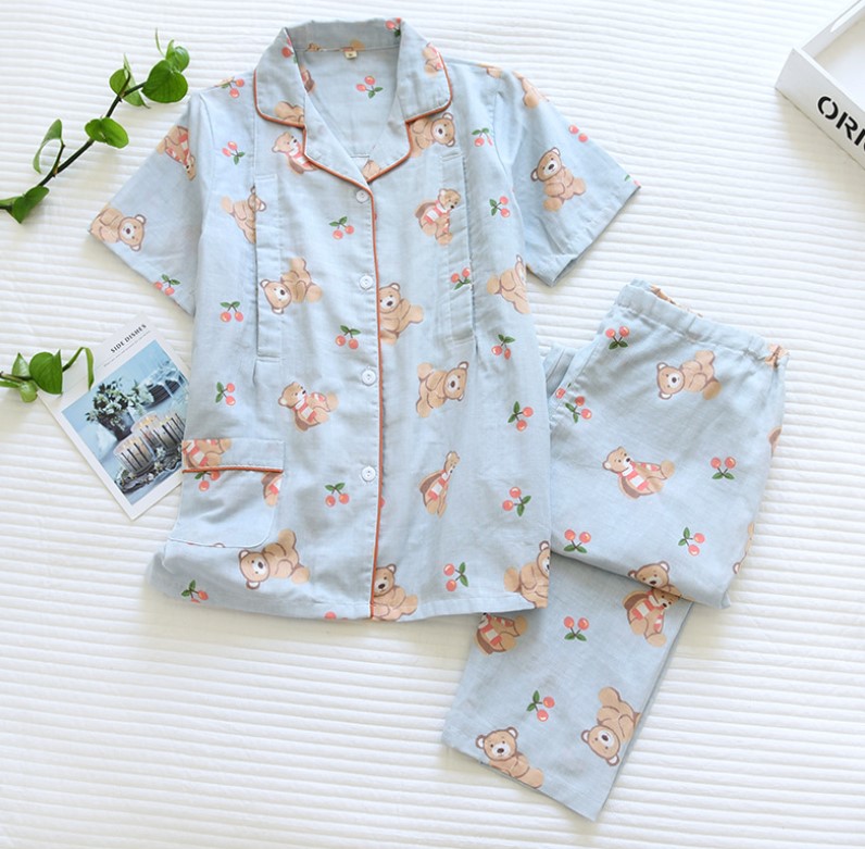 Pijama sau sinh thô đũi ngắn tay Azuno AZ2808 có thiết kế cho con bú