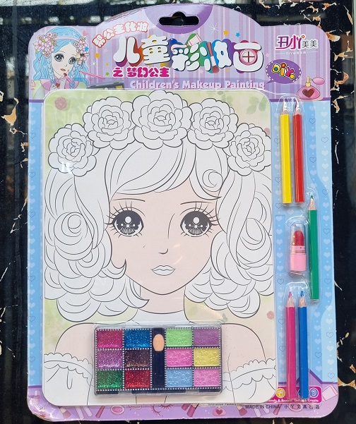 Tranh vẽ trang điểm công chúa, Bộ dụng cụ tô màu đồ chơi trang điểm làm đẹp cho bé-BB59-TrangDiem
