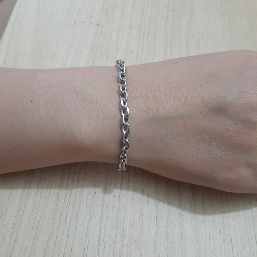 Lắc tay inox cao cấp kiểu xích vát cạnh siêu đẹp, không đen, chuẩn thời trang