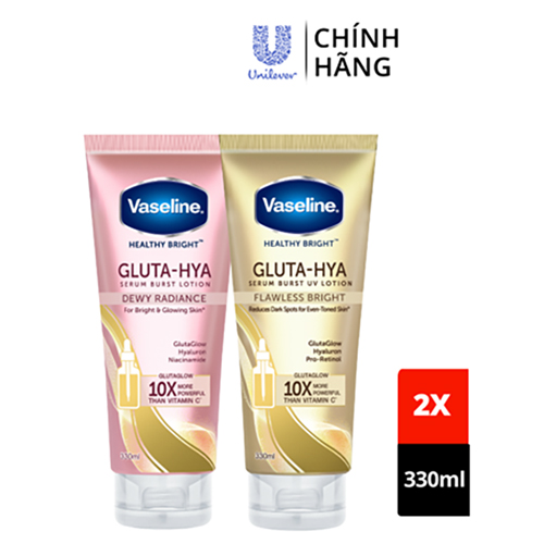 Combo Sữa dưỡng thể Vaseline Gluta-Hya Dưỡng Da Sáng Mịn Sau 7 Ngày Bảo vệ, dưỡng sáng mịn và Dưỡng sáng chuyên sâu 330 ML