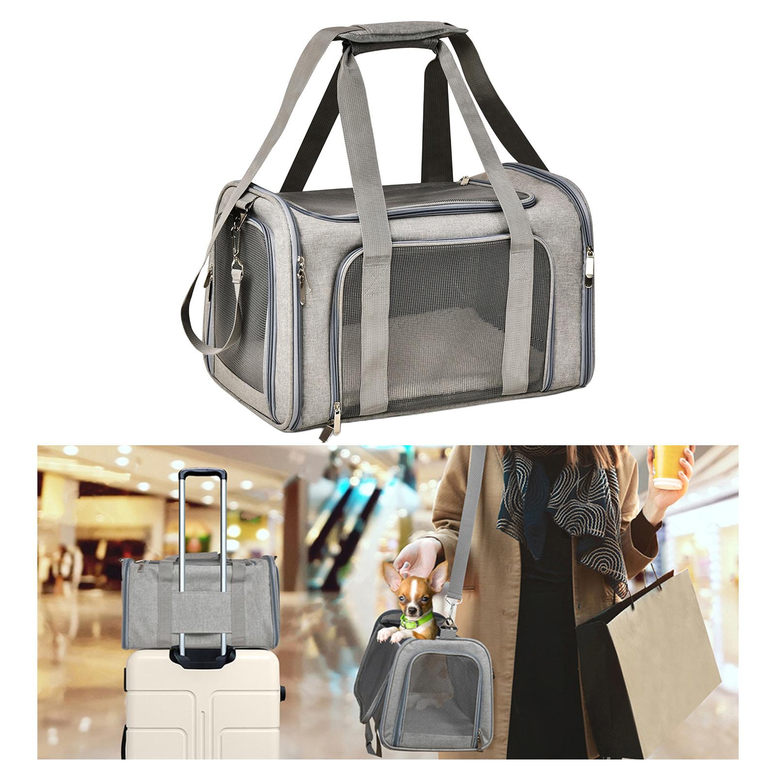 Soft PVC Pet Dog Carrier Backpack w/ Handles Pet Carrying Box Travel Bag w/ Washable Cozy Bed Folding for Puppy Cat Rabbit Escape Proof Breathable