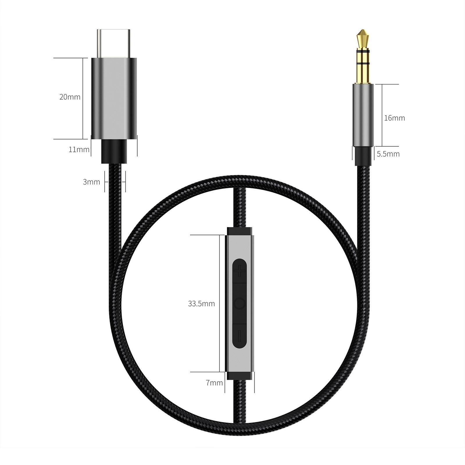 USB C to 3.5mm Audio AUX Cable HiFi Sound for  Phones Laptop
