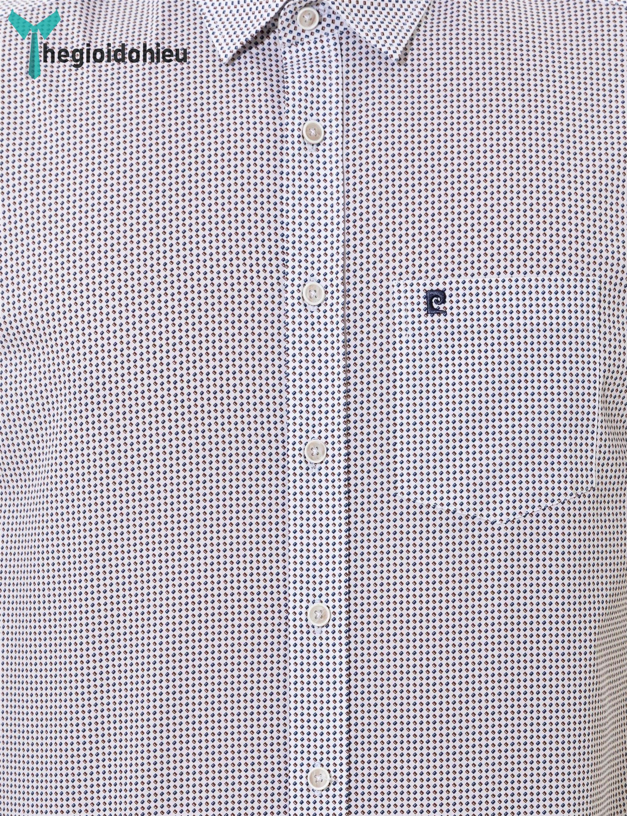 Áo sơ mi nam ngắn tay Pie Cardin PCShirt94 (Trắng họa tiết) - Hàng nhập khẩu - Có túi - Trắng họa tiết