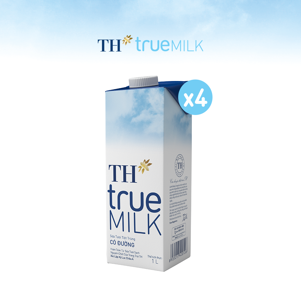 Combo 4 Hộp sữa tươi tiệt trùng có đường TH True Milk 1L (1L x 4)