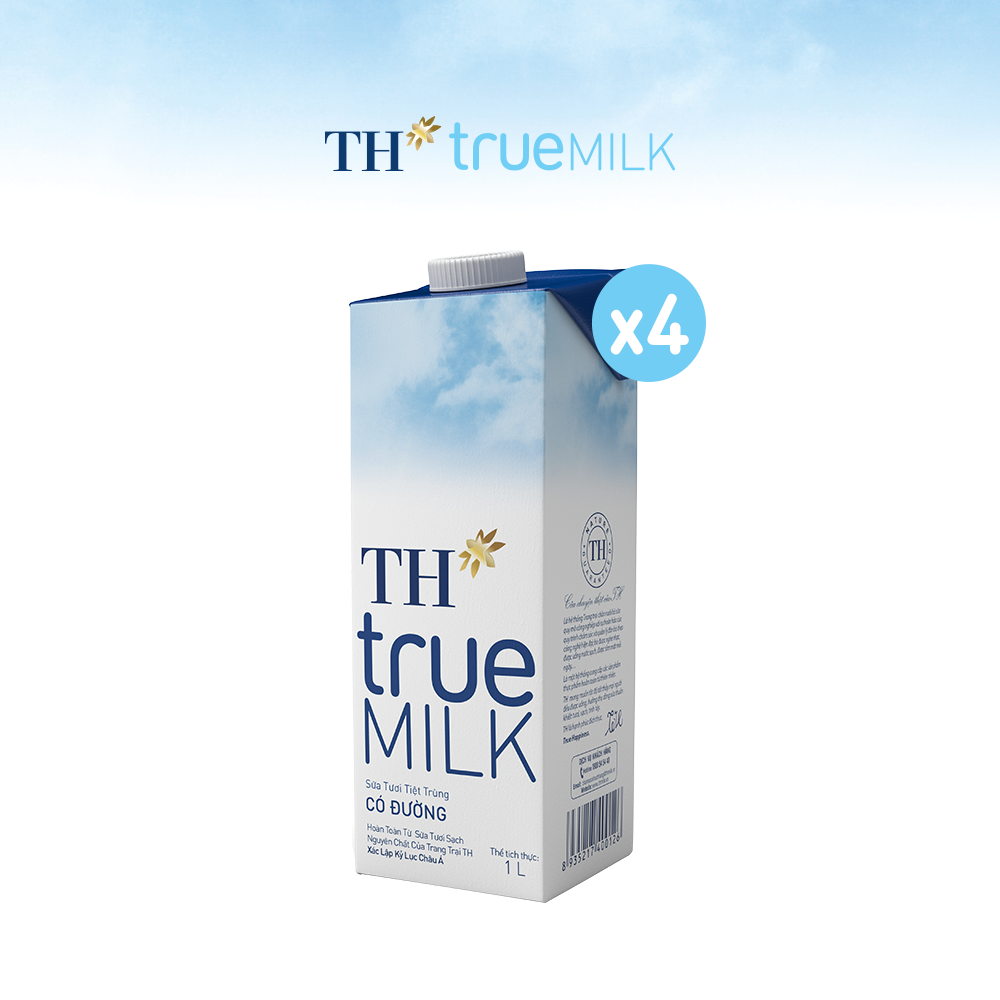Combo 4 Hộp sữa tươi tiệt trùng có đường TH True Milk 1L