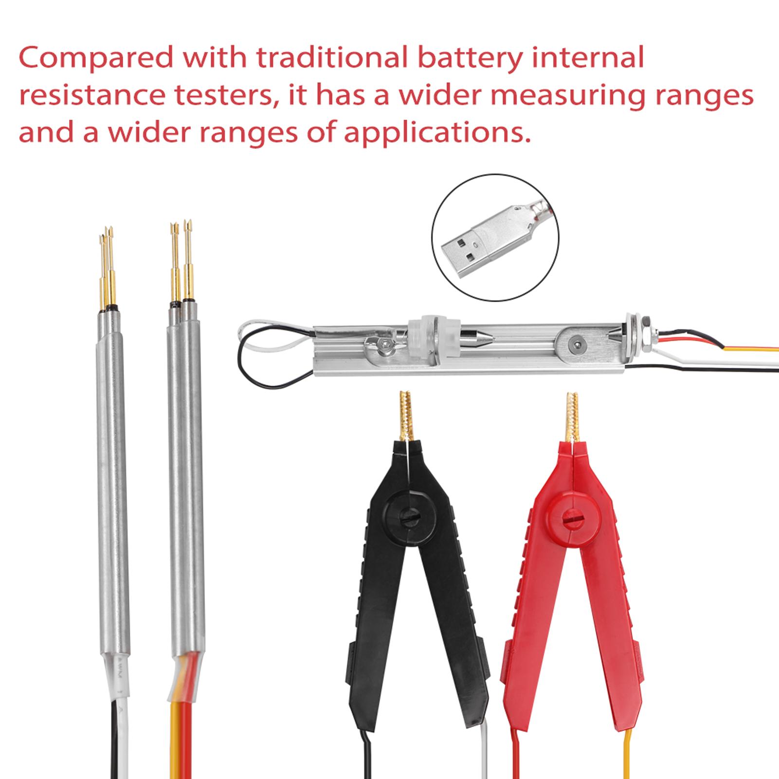 0.01mΩ~200Ω Battery Internal Resistance Tester Four-wire Battery Voltage Resistance Testing Tool Lithium Nickel Hydrogen Phosphate Lithium Button Battery Handheld Portable Battery Internal Resistance Tester with Backlight
