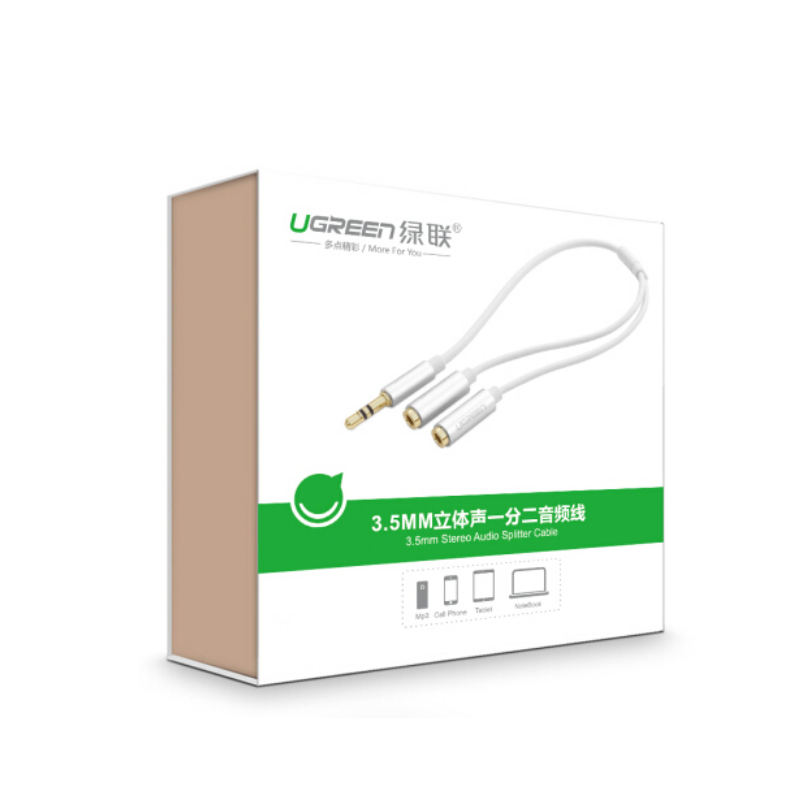 Dây cáp Audio 3.5mm đực chia 2 cổng 3.5mm cái đầu nhôm dài 20cm AV123 10780 - Hàng chính hãng