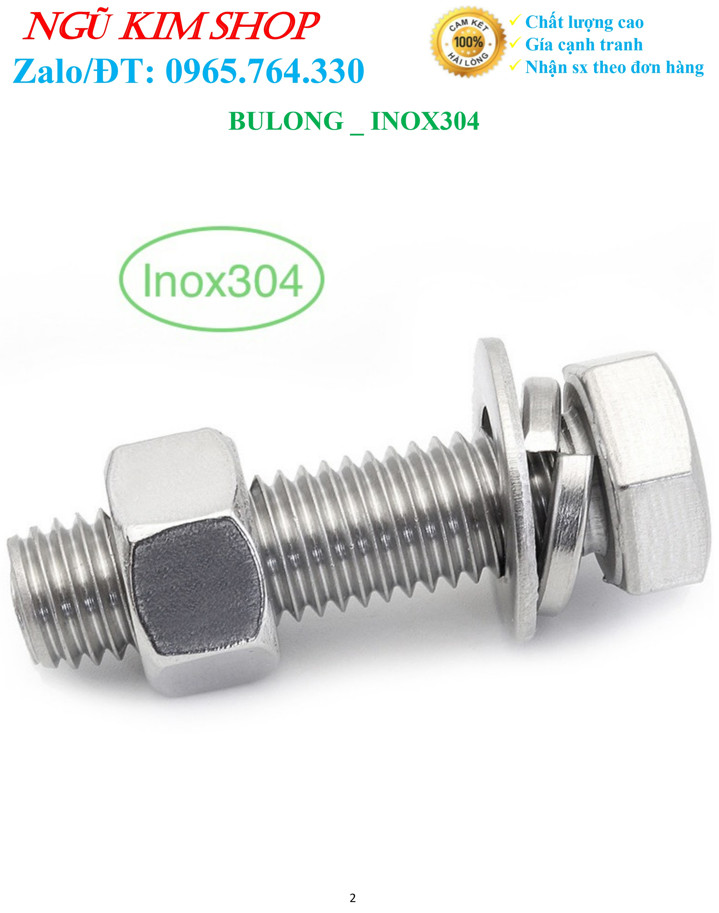 BULONG M8 x 60 INOX304 _ TUỲ CHỌN 1 SẢN PHẨM HOẶC CẢ BỘ