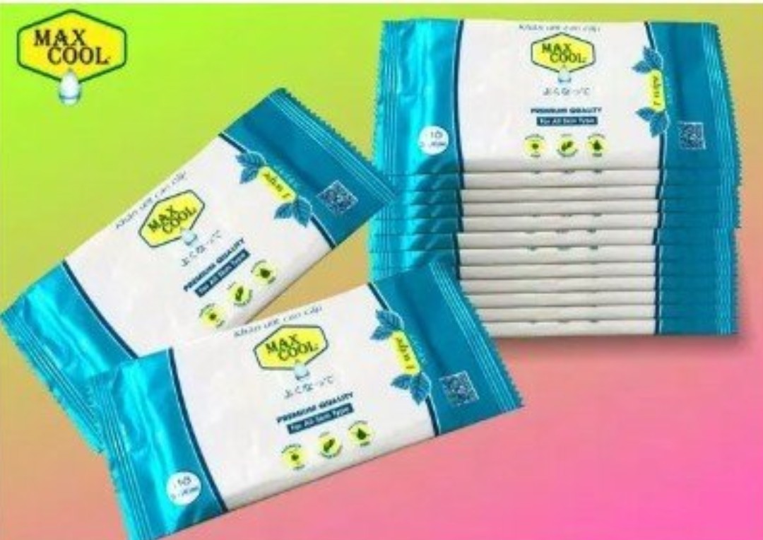 Hình ảnh Combo 100 Cái Khăn Ướt Max Cool Chấm Bi Cao Cấp