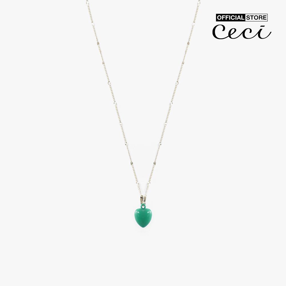 CECI - Dây chuyền nữ dạng chuỗi xích nhỏ phối mặt trái tim CC4-01000267-12
