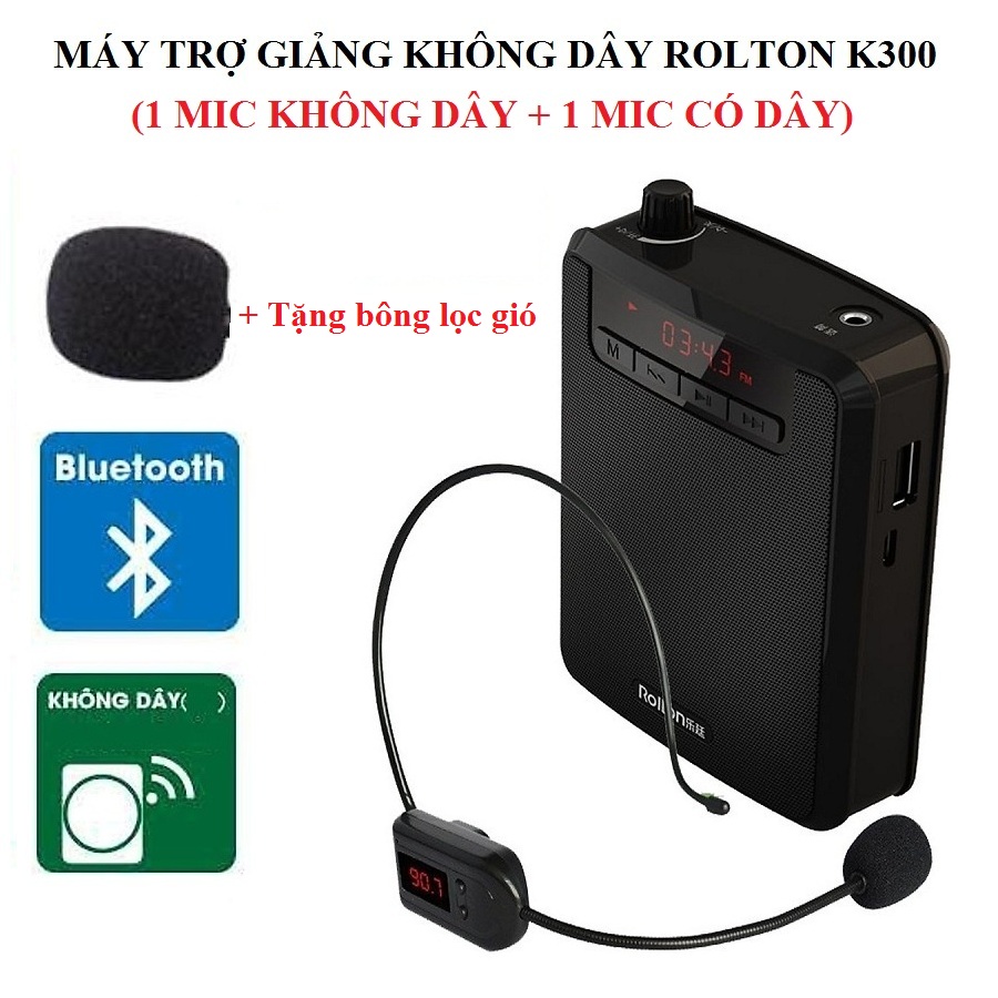 Máy trợ giảng không dây nhỏ gọn, giảm rú rít thông minh, công suất lớn, âm thanh phát ra to rõ và trong - Hàng chính hãng