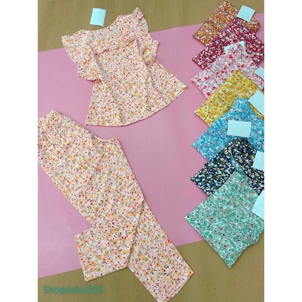 Đồ bộ nữ,đồ ngủ mặc nhà vải lụa BD 91 hoạ tiết hoa nhí dễ thương size 47-60kg.