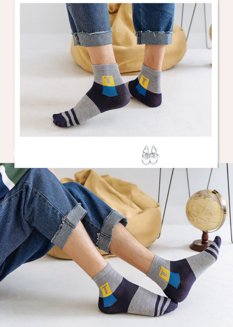 Combo 5 đôi tất nam cổ trung cotton dày dặn thấm hút tốt vớ nam thoáng khí khử khuẩn ChữT co dãn
