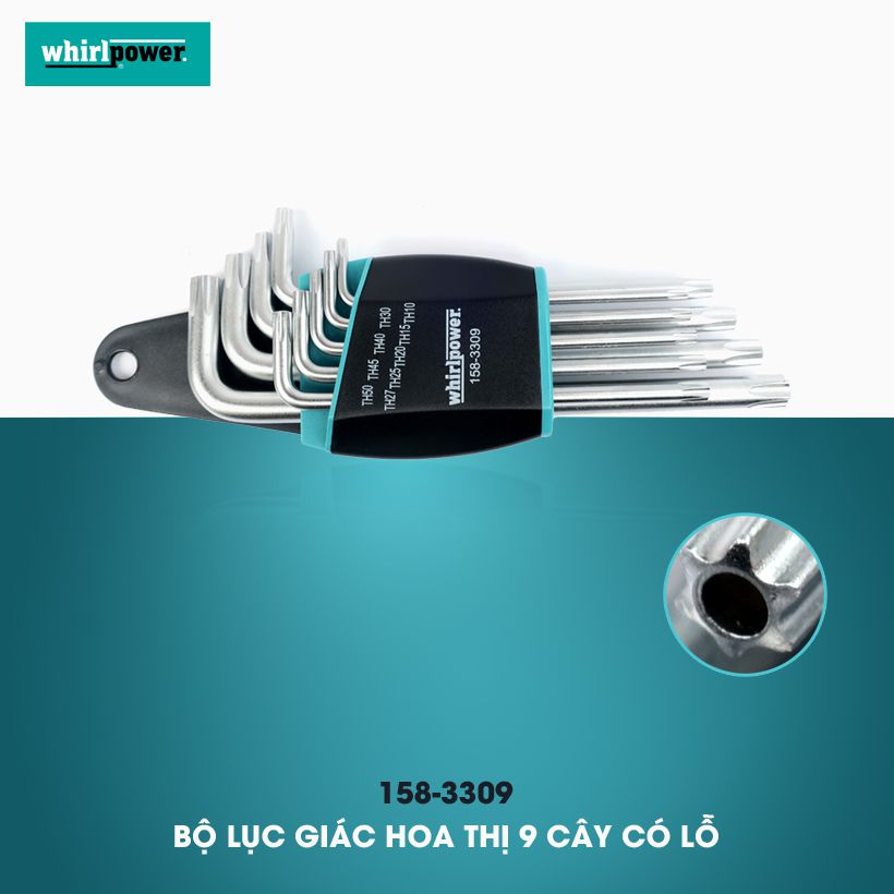 Bộ lục giác hoa thị 9 cây có lỗ Whirlpower 158-3309