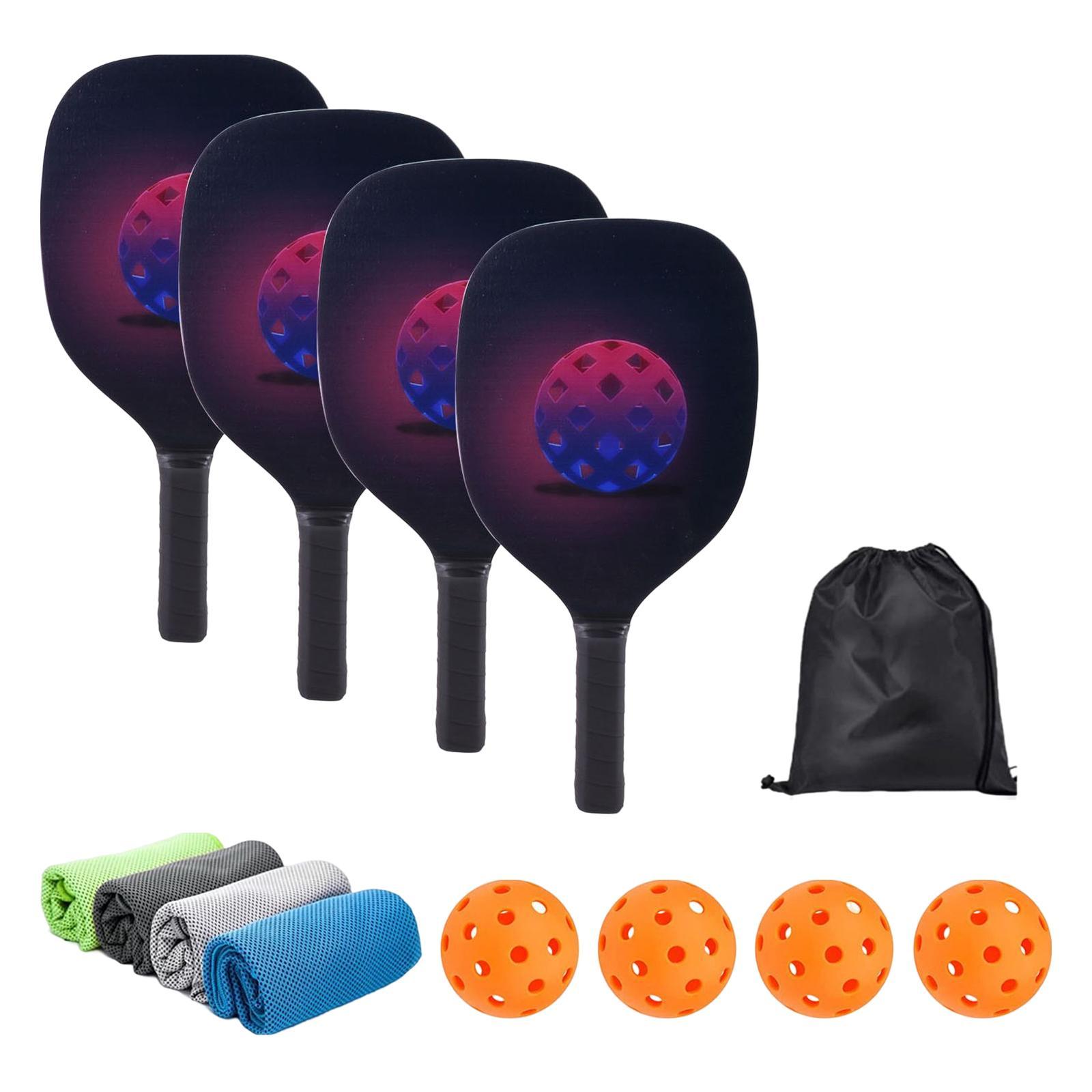 Portable Pickleball Paddles Set Rackets Comfort Grip Carry Bag for