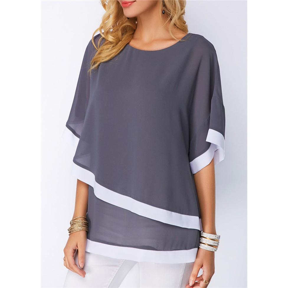 Tk429-áo kiểu tay cánh dơi viền màu s-6xl