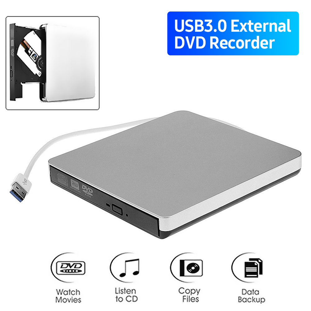 Ổ đĩa quang ngoài siêu mỏng CD-RW DVD-RW ghi CD / DVD cho Windows / Mac USB 3.0