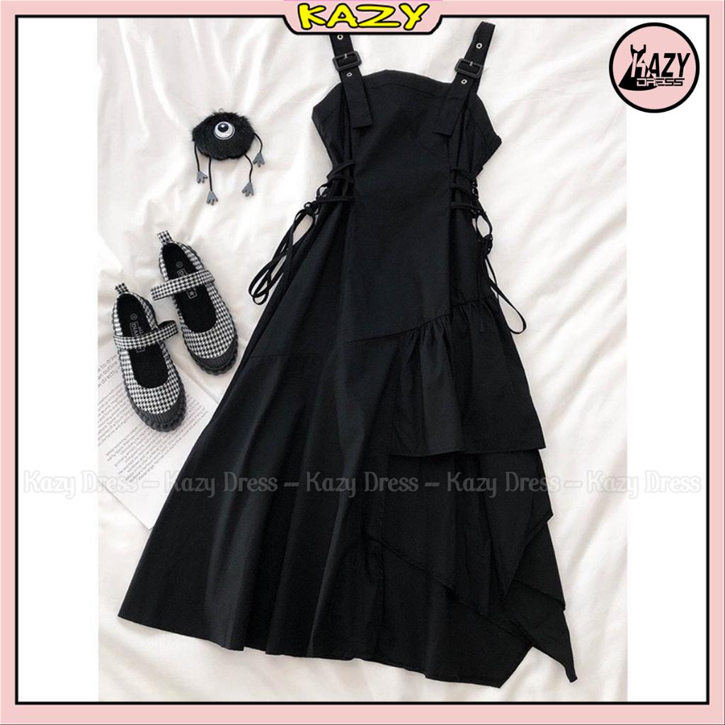 Váy hai dây xẻ tà lệch tầng hack dáng phong cách trẻ trung KAZY DRESS V008