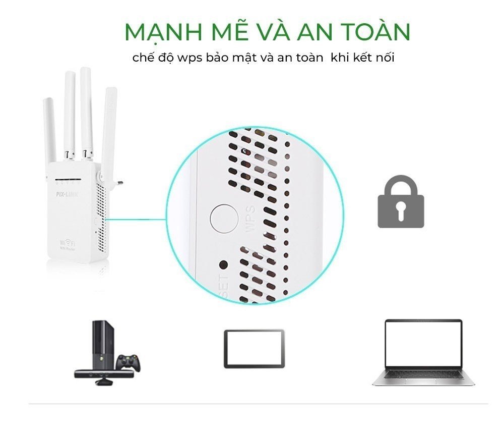 Kích Sóng Wifi Tốc Độ Cao 4 Râu Pix-Link, kích sóng wifi 4G, kích sóng wifi 5G tốc độ cao sóng khỏe tần số kép AC 1200, bộ định tuyến wifi, bộ phát wifi 4 râu cường độ khỏe 300Mbps - Hàng chính hãng/hàng nhập khẩu