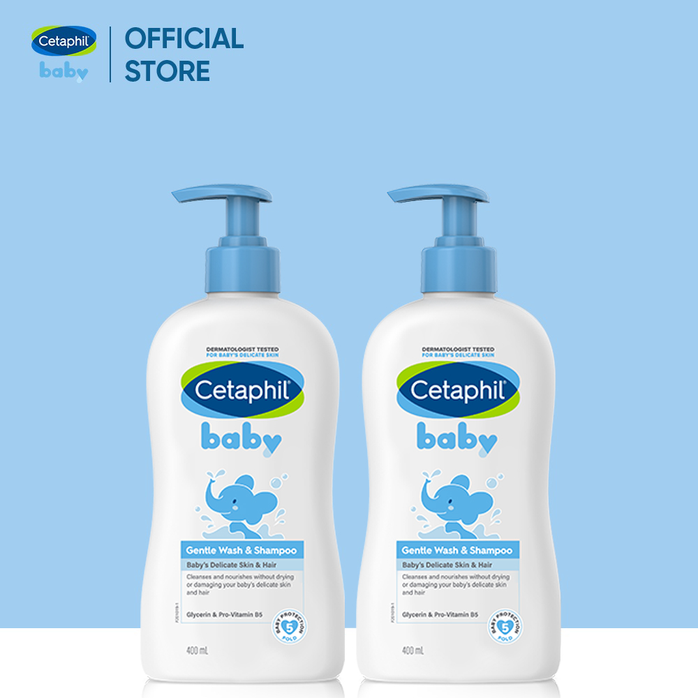 Combo 2 Sữa tắm gội dịu lành cho bé Cetaphil Baby Gentle Wash & Shampoo 400ml/chai