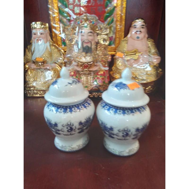 Bộ đồ thờ ban thần tài mem xanh ánh kim