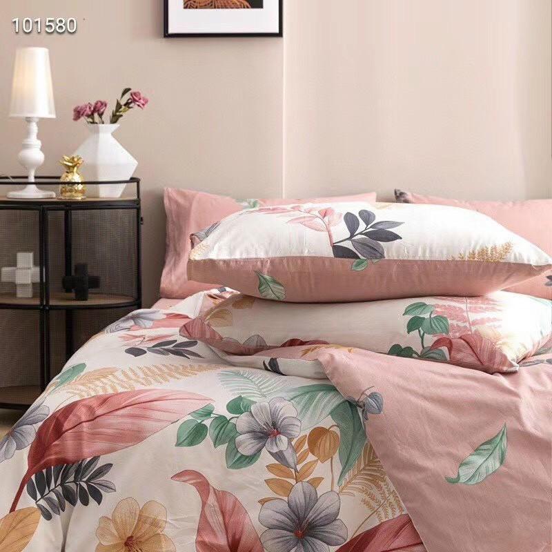 Bộ chăn ga gối Cotton Living M2T bedding chăn ga Hàn Quốc Hoa bằng lăng đủ size miễn phí bo chun