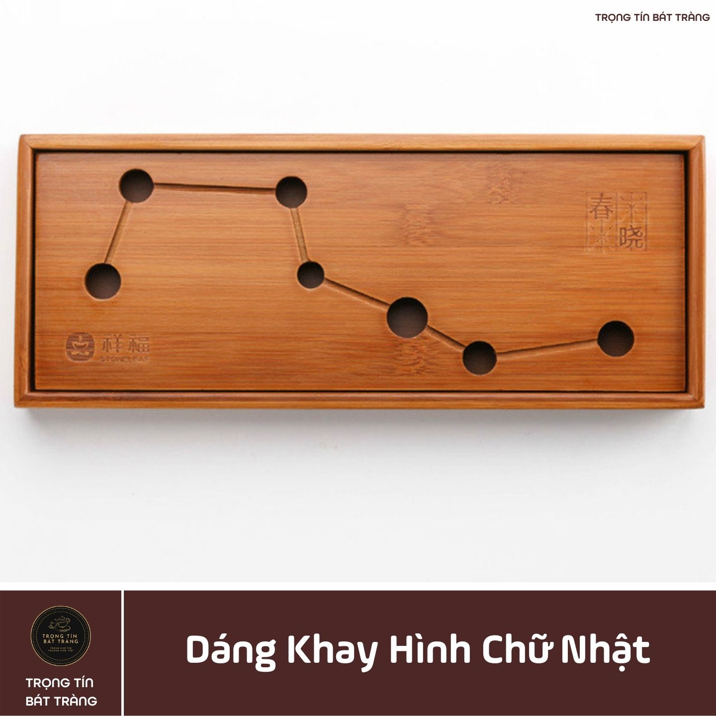 KT 45 Khay Trà Tre Cao Cấp Zích Zắc  Kích Thước 30*12*3.5