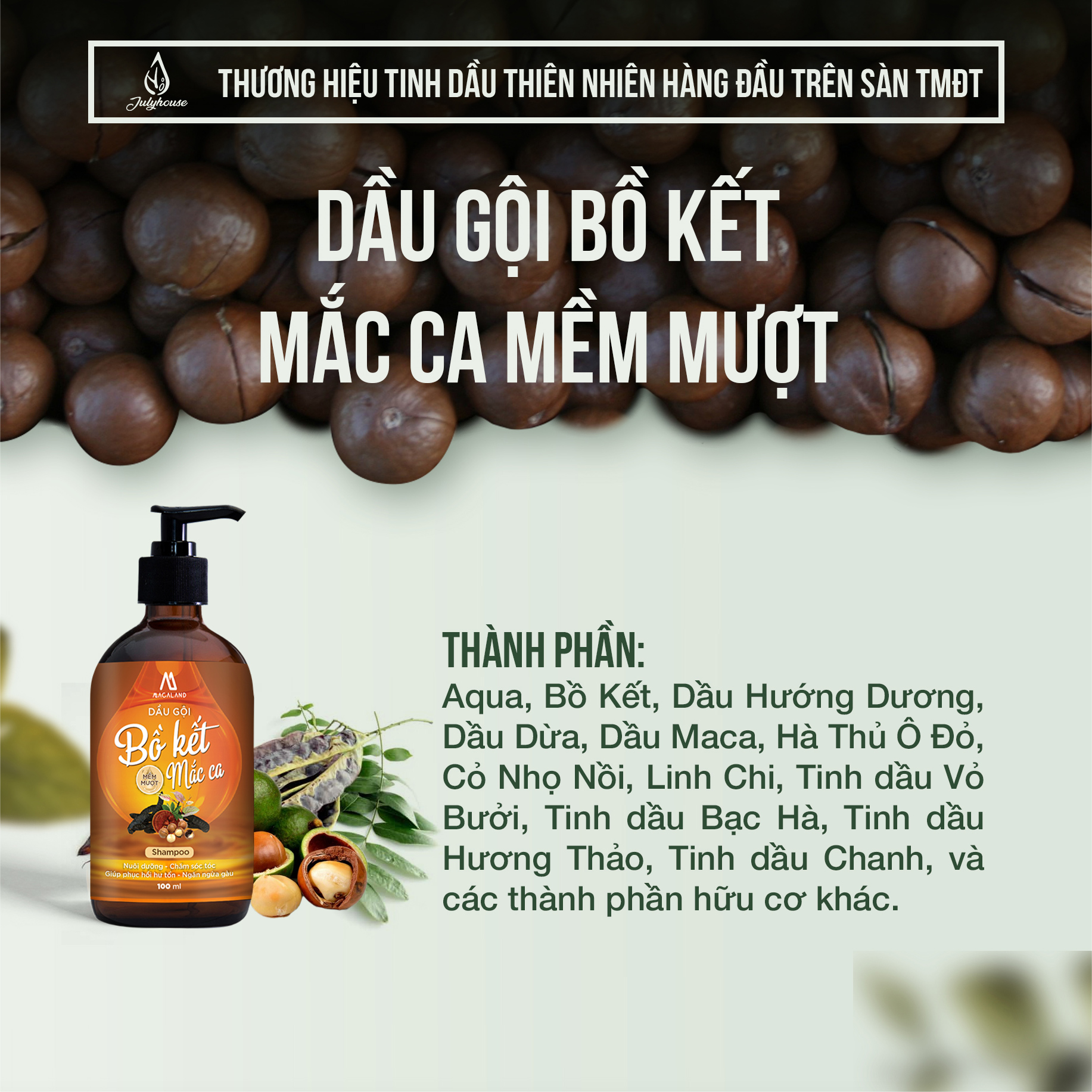 Dầu gội Bồ Kết Mềm Mượt 35g MACALAND