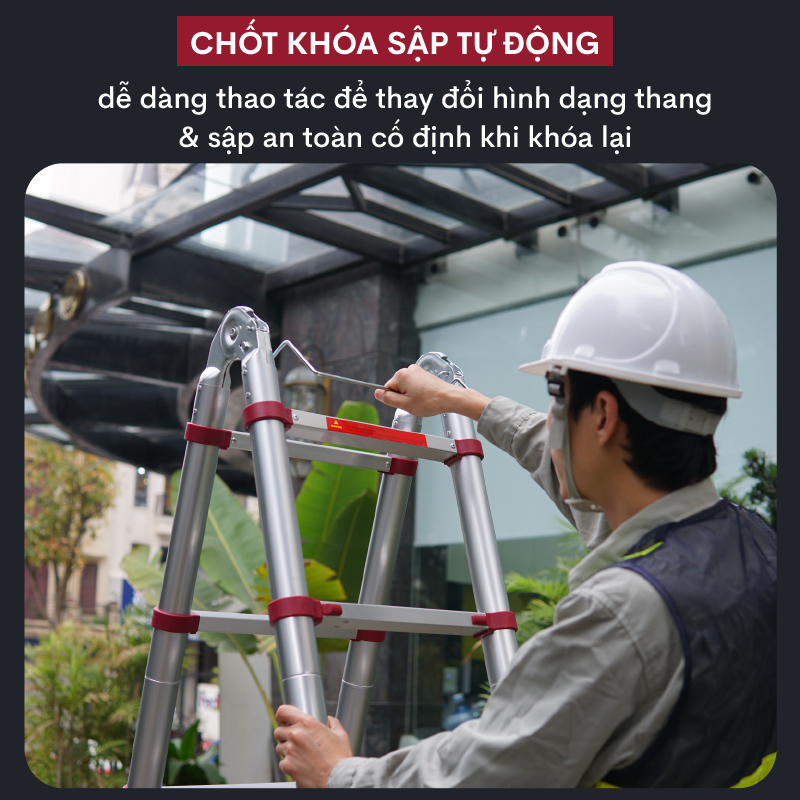 Thang nhôm rút chữ A gấp gọn 4,4M - 5M chính hãng FUJIHOME, thang rút đôi gia đình xếp gọn đa năng - Hàng chính hãng