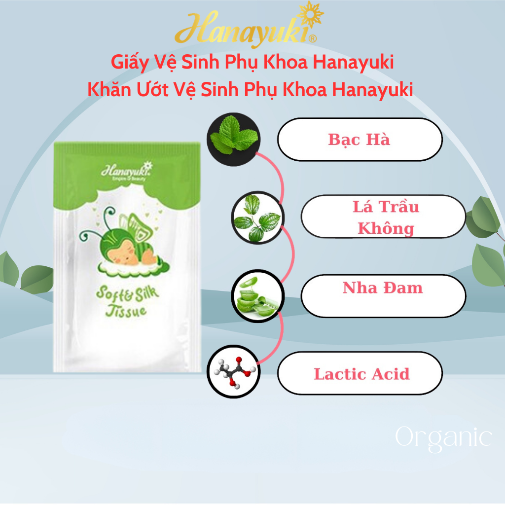 Giấy Vệ Sinh Phụ Khoa Hanayuki Chính Hãng Khăn Giấy Ướt Vệ Sinh Phụ Khoa Soft Silk Tissue 20 Miếng 100G