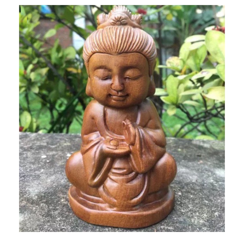 Bộ tượng gỗ tam phật thiền gỗ bách xanh đặt bàn trà, bàn làm việc - Tượng gỗ thưởng trầm, thưởng trà, trang trí tiểu cảnh