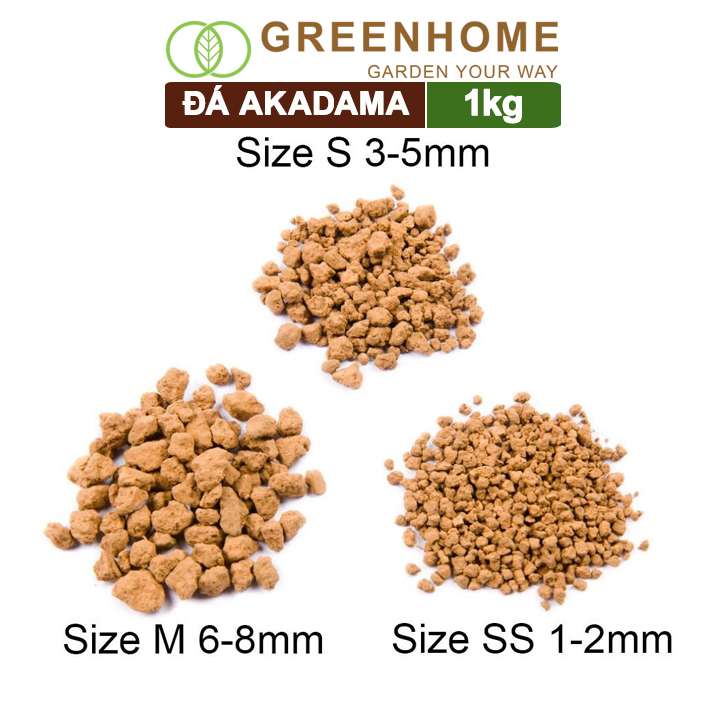 Đá Akadama, bao 1kg, loại siêu cứng, size S, cho thủy sinh, bonsai, sen đá |Greenhome