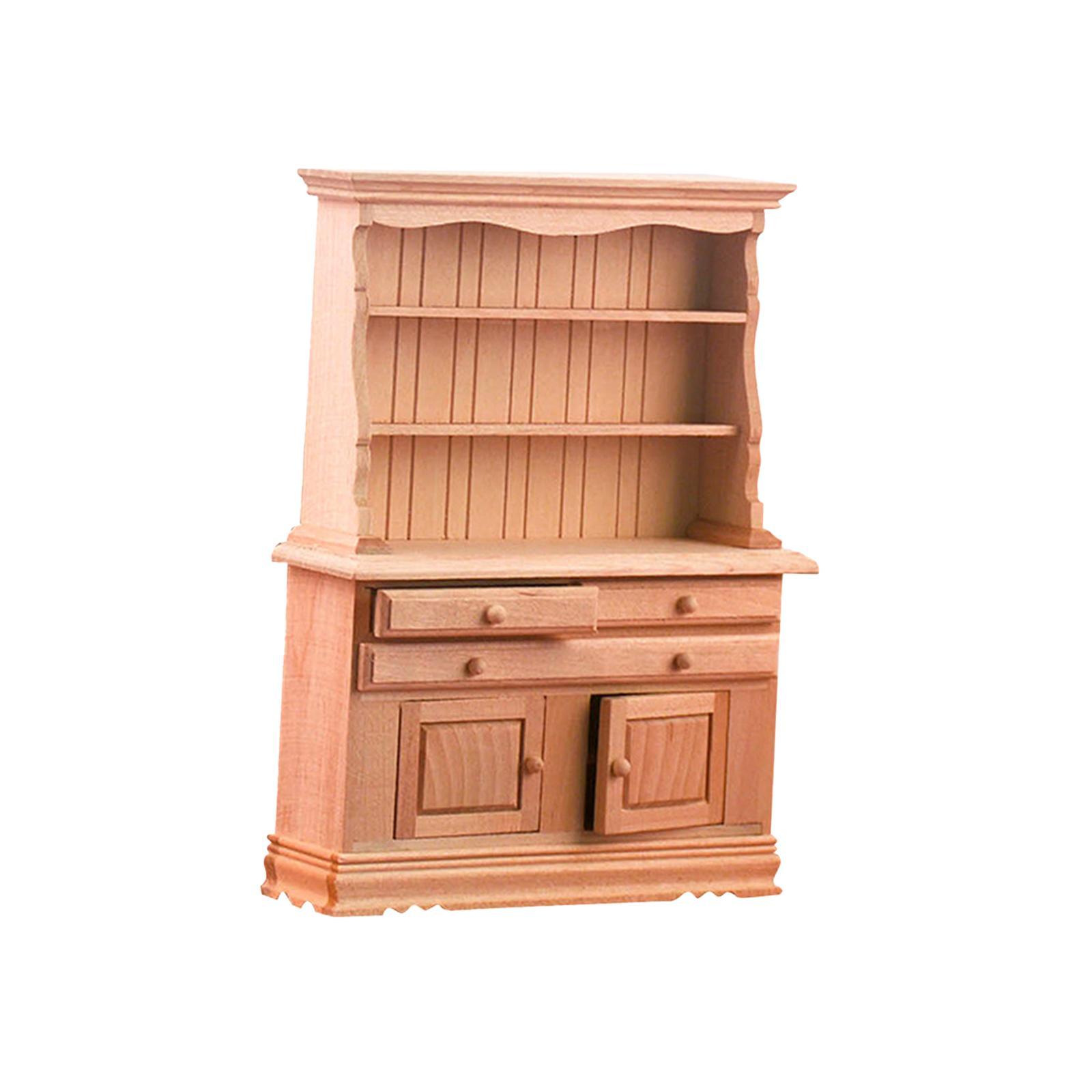 Handmade Dollhouse Cabinet Bookshelf Toy, Kids Pretend Toys Dollhouse Furniture, Dollhouse Decoration for Children Boys Girls Birthday Gifts