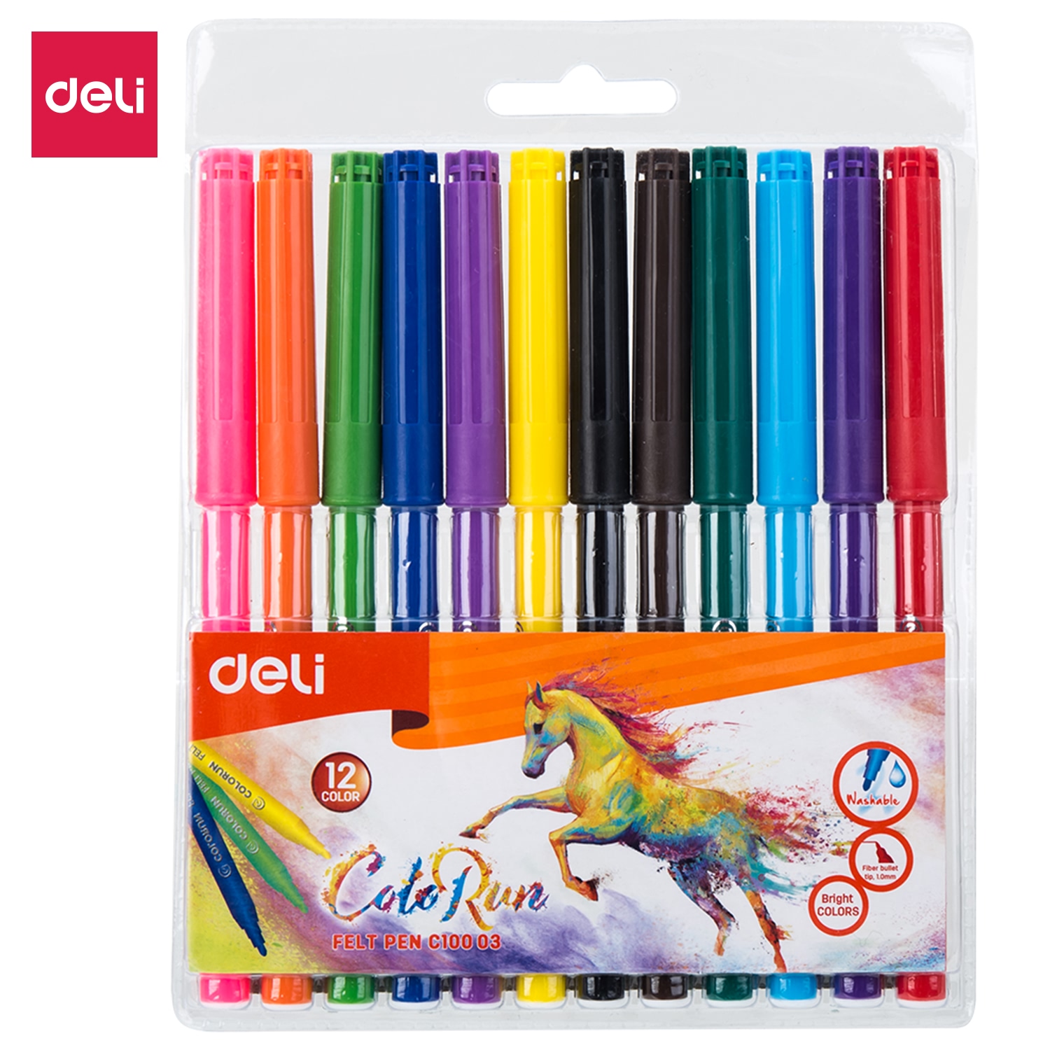 Bút màu nước 1.0mm Deli, 12 màu/18 màu/hộp - EC10003/EC10013