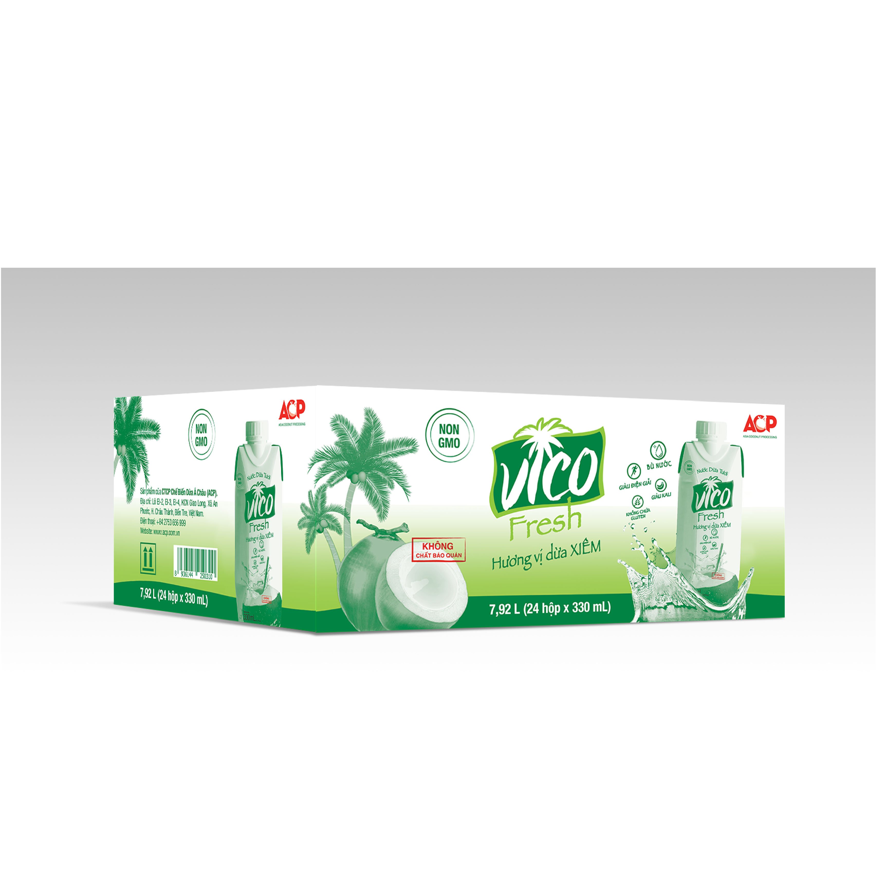 Thùng 24 hộp Nước dừa xiêm VICO FRESH (330ml / hộp)