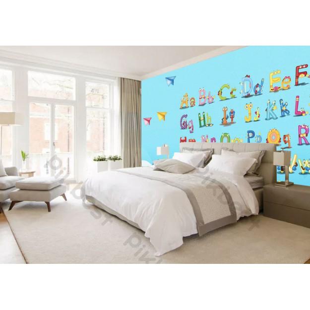 Tranh bảng chữ cái tiếng anh trang trí phòng em bé, tranh dán tường 3d hiện đại MS986006