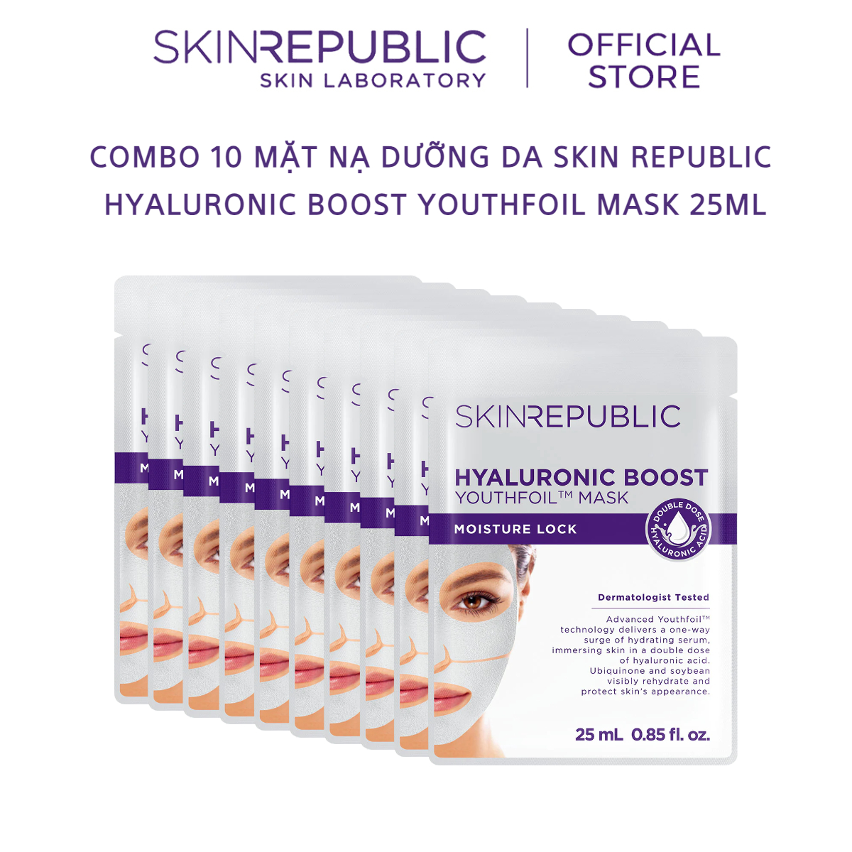 Combo 10 Mặt nạ dưỡng da Skin Republic Hyaluronic Boost Youthfoil Mask 25ml