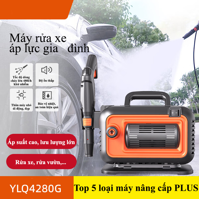 Máy rửa xe cao áp ABG YLQ4280G-Plus rửa xe áp lực cao công suất lớn 1800W có đồng hồ đo áp suất, máy rửa xe gia đình, công nghiệp, thiết kế nhỏ gọn - Hàng Chính Hãng