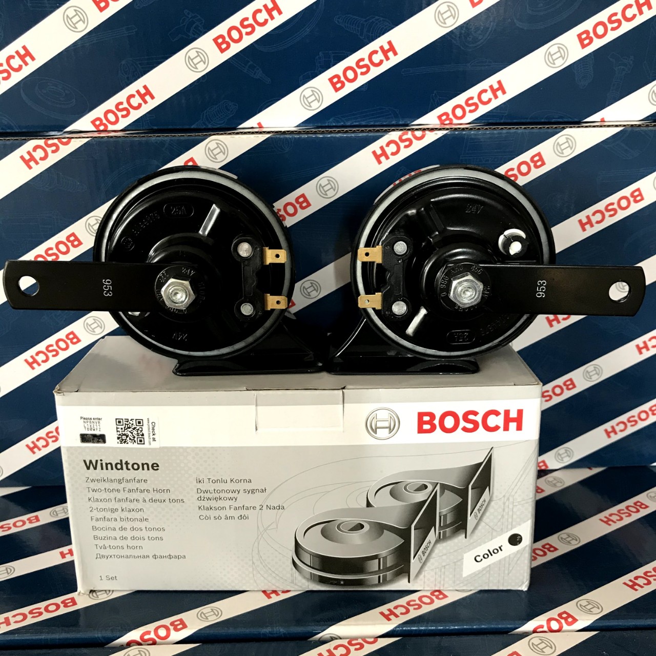 Kèn Còi Sò Xe Tải Bosch Windtone 24V (Bộ 2 Cái)