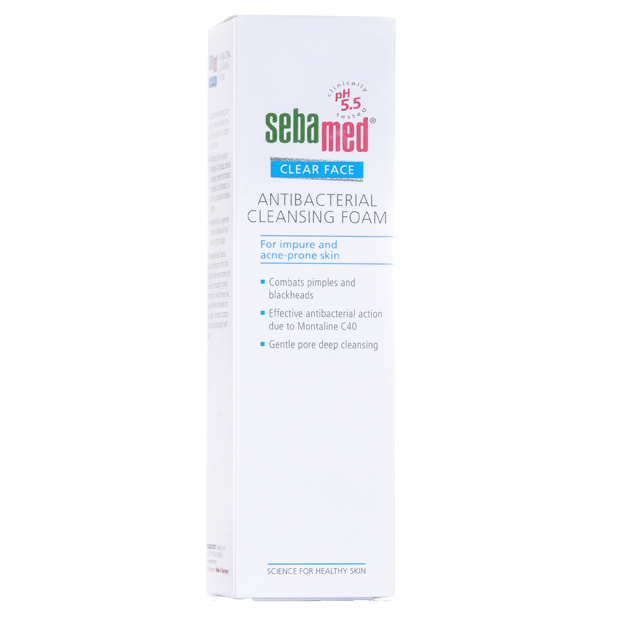 Sữa Rửa Mặt Tạo Bọt Kháng Khuẩn, hỗ trợ Trị Mụn pH5.5 Sebamed Clear Face Antibacterial Cleansing Foam SCF01B