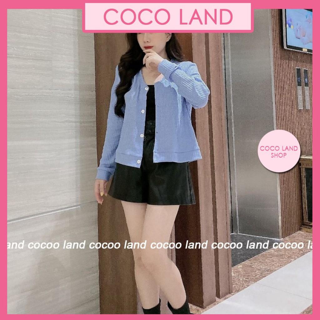 áo khoác cadigan cổ tim dài tay nhiều màu chất tăm vuông coco land ulzzang